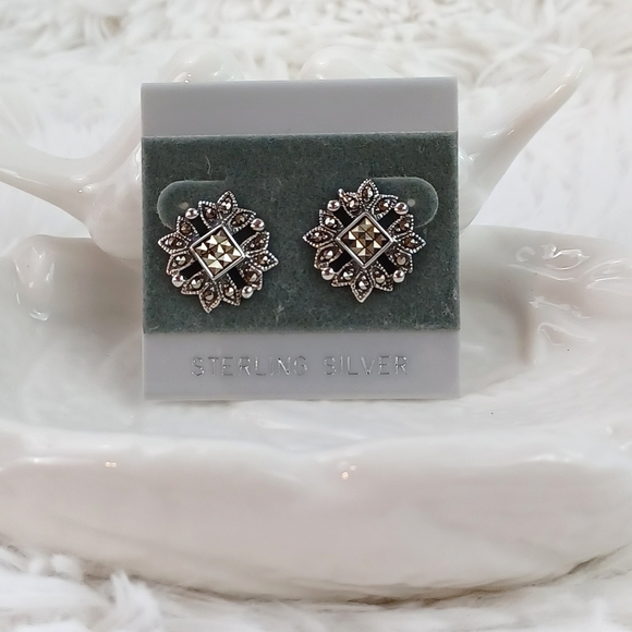 Sterling Silver Cluster Earrings - Picture 3 of 8